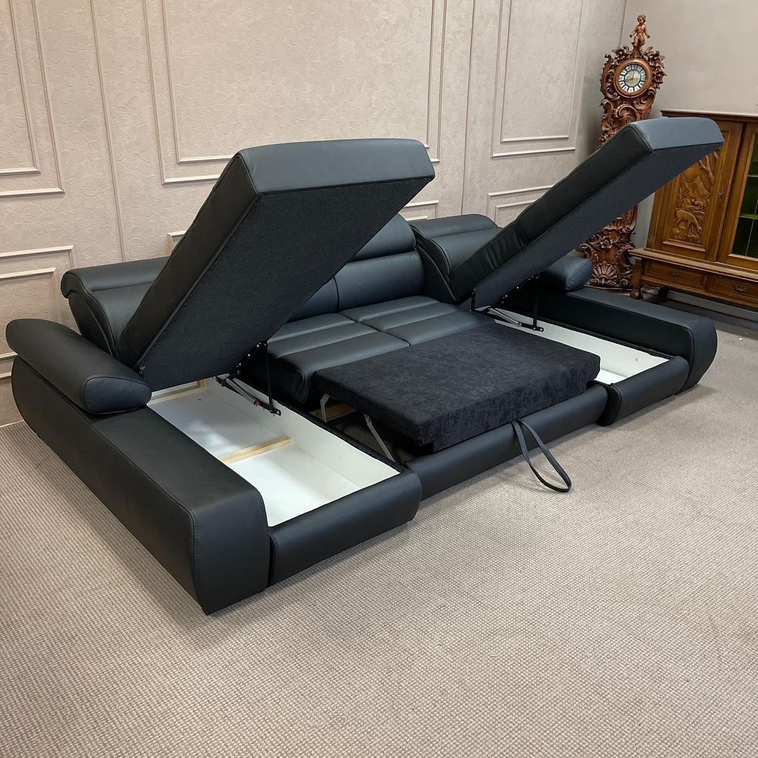 Новый кожаный п-образный диван шкіряний диван