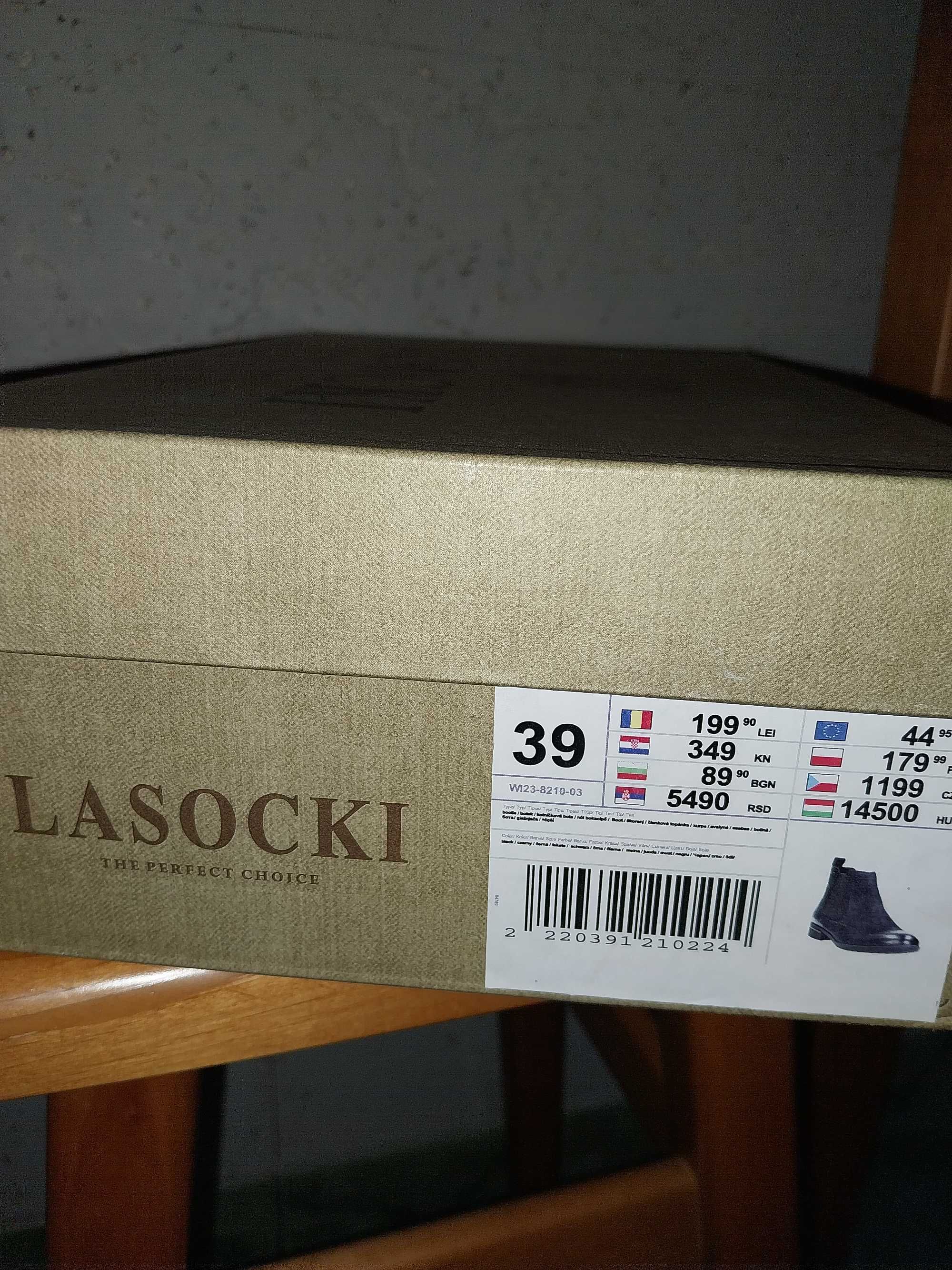 Botki Lasocki, r.39, czarne, skóra