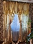 Zasłony kremowe falbana złoty nadruk koraliki ornament kwiaty 250x300
