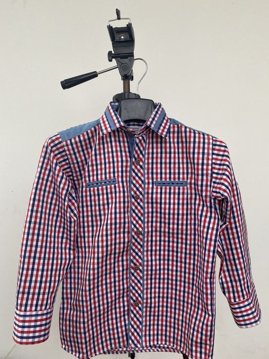 Koszula dla chłopca nowa 116 wzrost w kratkę czerwoną długi rękaw