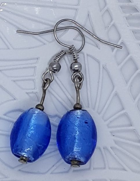 Szkło weneckie niebieskie kolczyki handmade