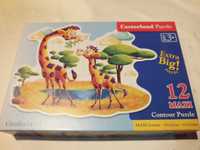 Puzzle konturowe żyrafy sawannie Giraffes in Savanna Castorland 12 MAX
