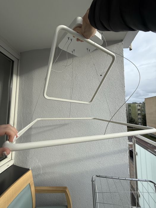 Lampa biały kwadrat Milagro Nix White podwójny pierścień wisząca