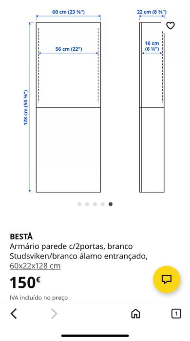 2 Pequenos Armarios parede Ikea