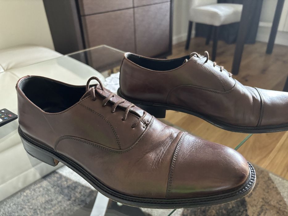 Buty męskie skórzane, brązowe, marki Rossini.