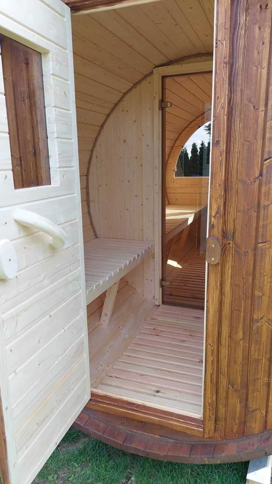 sauna ogrodowa, sauna beczka, beczka, sauna ogrzewana drewnem