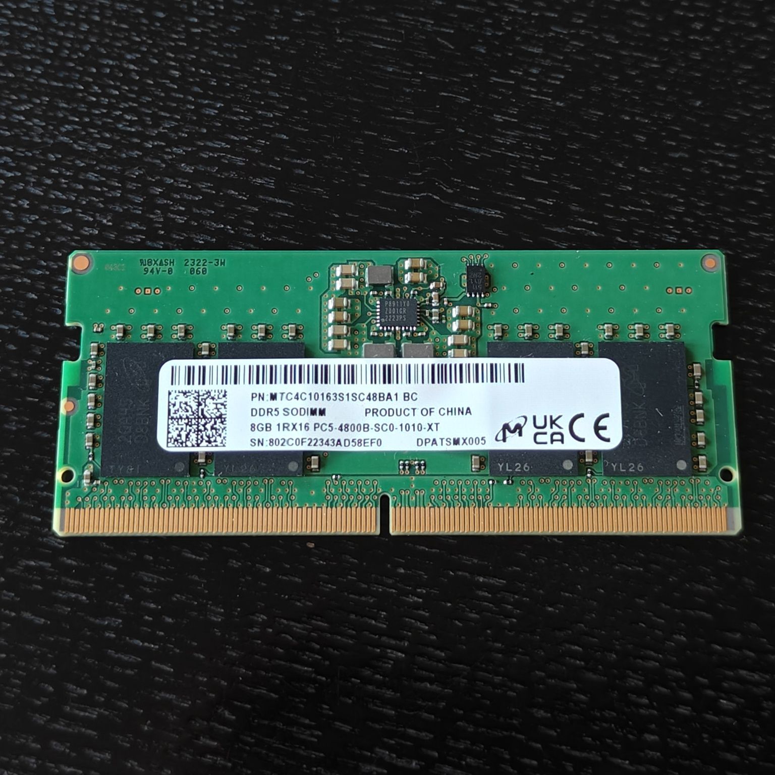 Micron 8 GB SO-DIMM DDR5 4800 MHz MTC4C10163S1SC48BA1