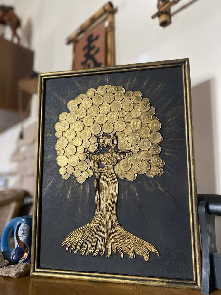 Картина денежное дерево панно ручной работы сувенир подарок
