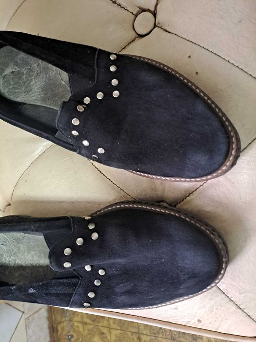 Туфли лоферы черная замша розмер 39