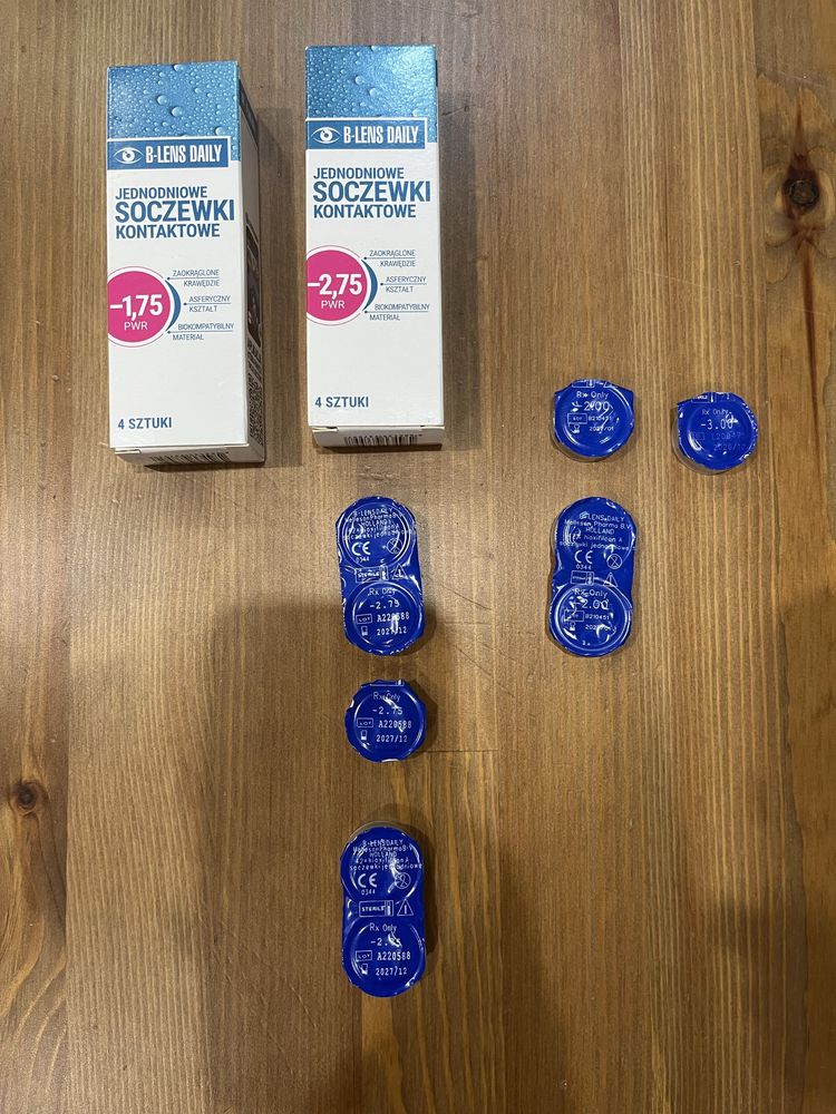 Soczewki kontaktowe jednodniowe // rozne od - 0.75 do -3