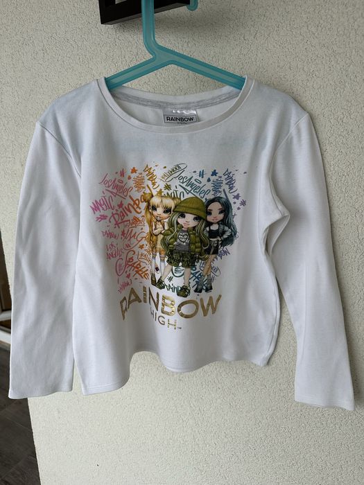 Biała bluzka długi rękaw / longsleeve George 122 / 128 Rainbow High