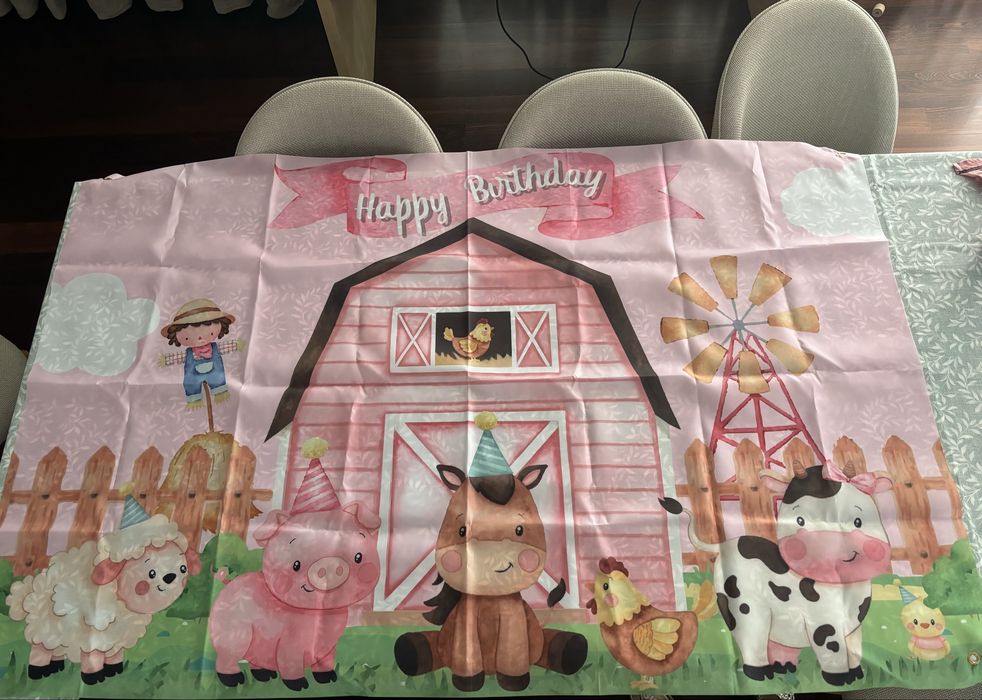 Bandeira de festa Tema animais da quinta