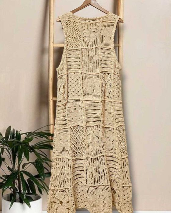 Платье Zara вязаное в технике пэчворк в стиле ручной работы, р. S/M