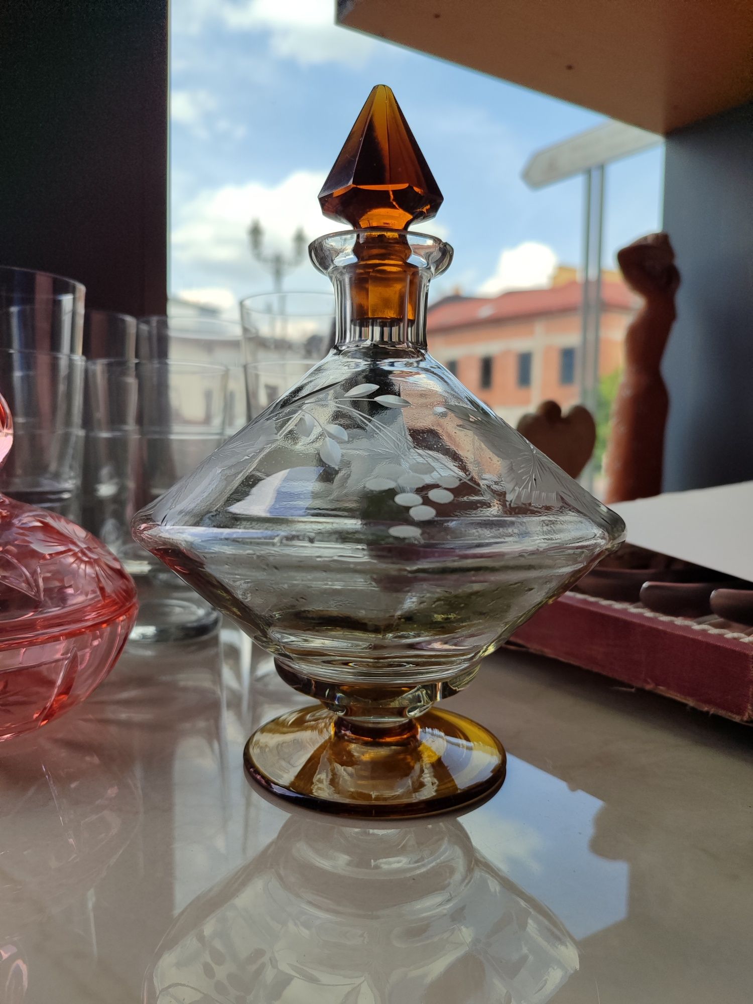 Karafka art deco huta Zawiercie katalogowa