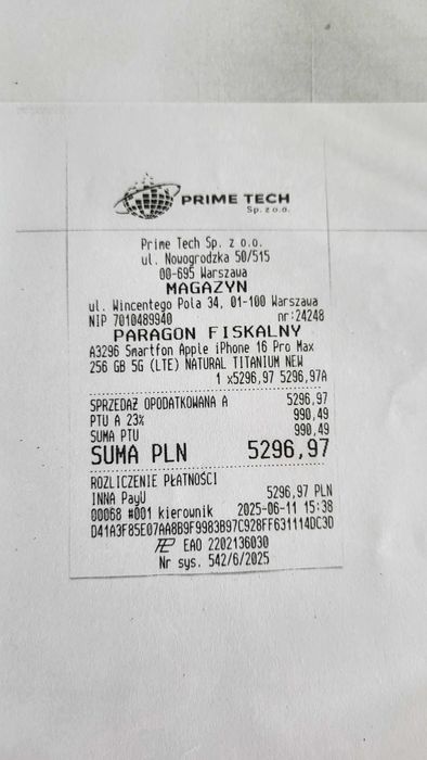 Apple iPhone 16 Pro Max 256 tytan