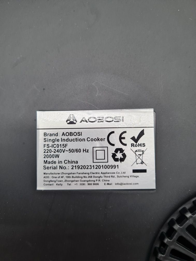 Aobosi płyta indukcyjna 1 palnikowa funkcja Booster 2000W