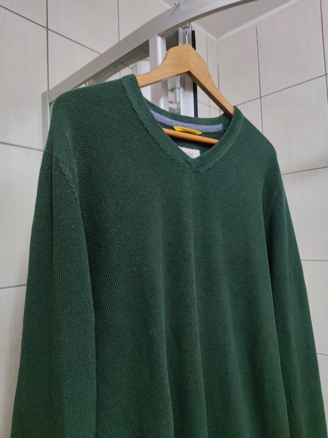 Sweter klasyczny męski L Camel Active zielony ciemny elegancki swetere