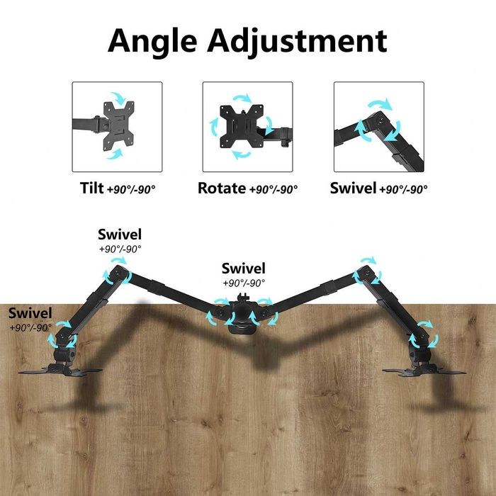 NOWY Uchwyt Monitora Na Dwa Monitory Stojak Ramię Podwójne Do Biurka