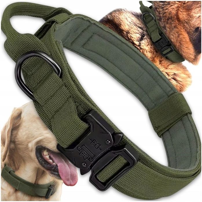 Taktyczna Obroża Dla Psa Regulowana Mocna Kołnierz Uchwyt Pies Policyj