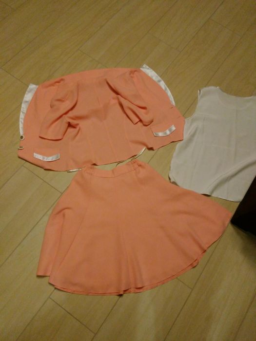 Garsonka 3 częściowa, z spódnicą , brzoskwiniowy