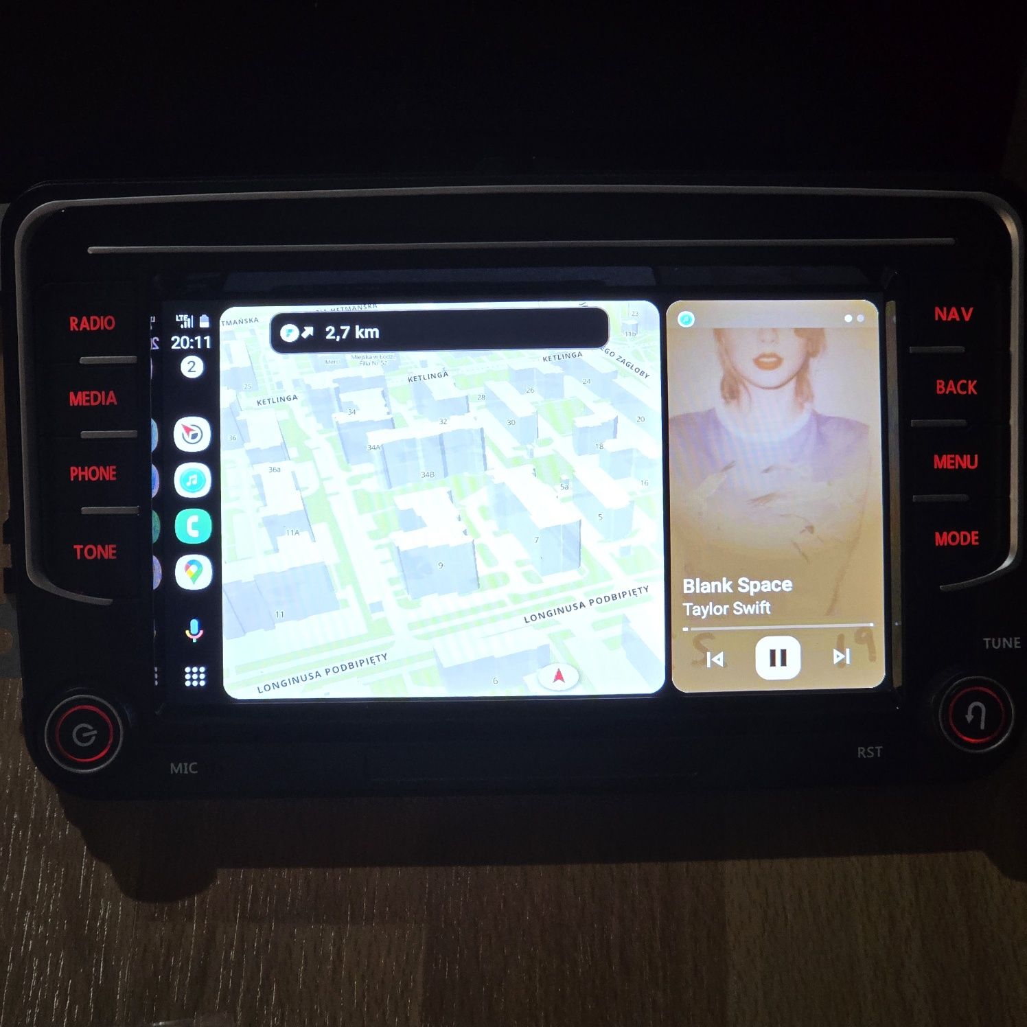 Radio 7" dla VW 2G 33GB+ kamera+GPS+karta SIM+mikrofon