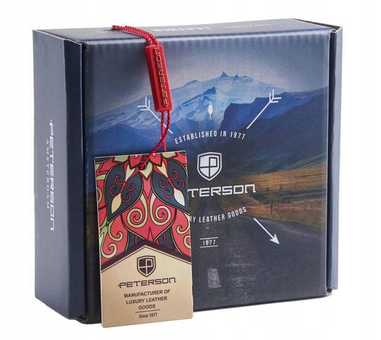 klasyczny, skórzany pasek męski z metalową klamrą - peterson 105