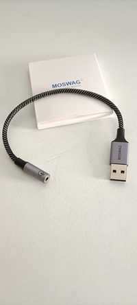 Placa de som USB externa Adaptador 3.5mm - NOVO