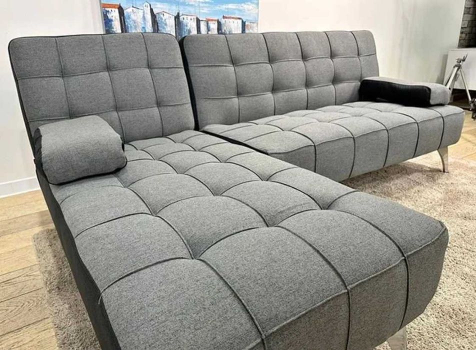 Sofá cama cinza chaise longue NOVO!