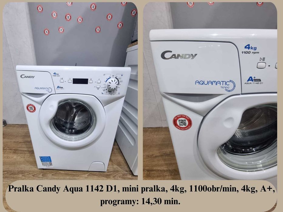 Pralka Candy Aqua 1142, mini pralka, 4kg, 1100obr/min, AQUAMATIC, A+