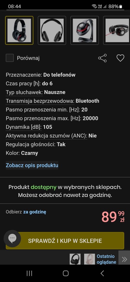 Słuchawki bezprzewodowe Bluetooth