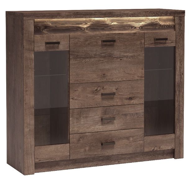 Komoda witryna wysoka 122 cm INDIANAPOLIS I 8 (LED)