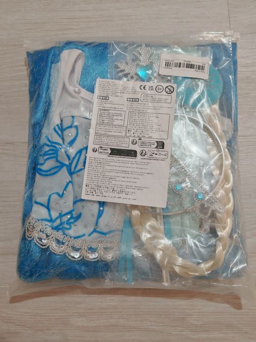 NOWY 110 116 Strój Sukienka Suknia ELSA Akcesoria Frozen Kraina Lodu