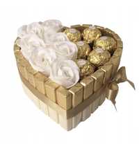 Prezent na ślub podziękowanie box zestaw serce  czekoladki kosz