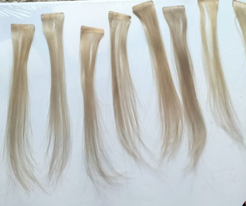 Doczepy z włosów naturalnych, na taśmę ,8szt,blond
