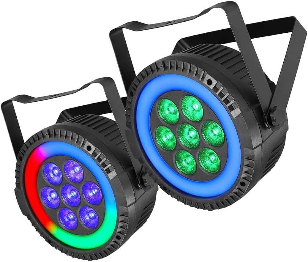 Reflektor Mocny LED PAR 7x10W RGBW + Ring 48 LED Mix kolorów + Pilot