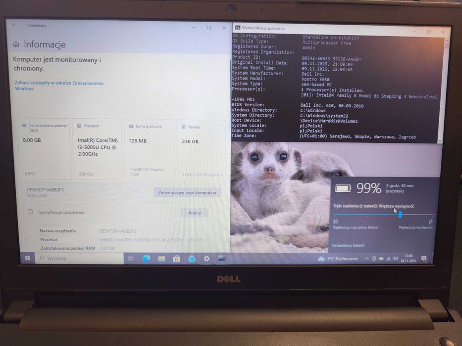 Laptop DELL Vostro 3558 15,6" Intel Core i3-5005U / 8 GB / 256 GB SSD