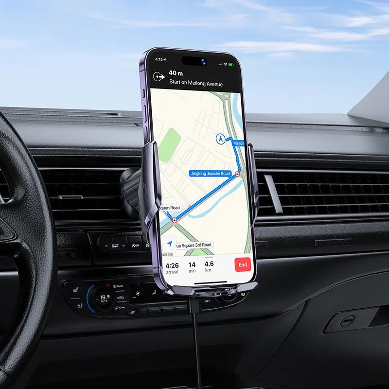 Автодердатель с беспроводной зарядкой HOCO CA202 Plus в воздуховод 15W