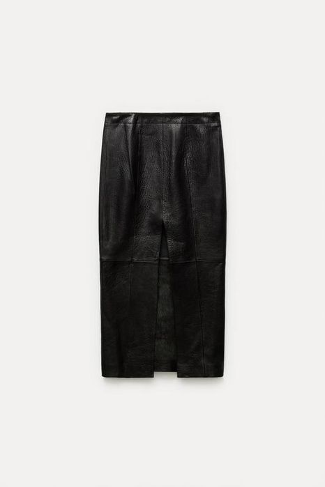 Шкіряна спідниця zara zw collection із блискавками