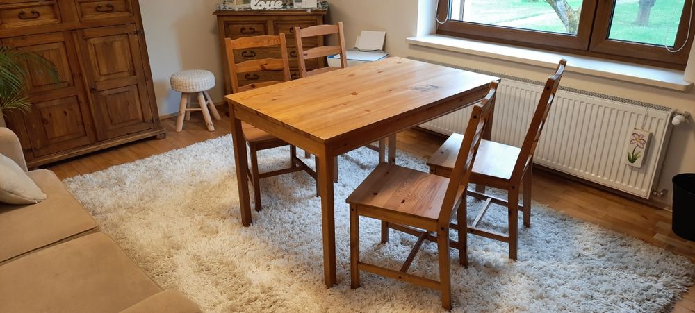 Stół i 4 krzesła, ikea, Jokkmokk, drewno