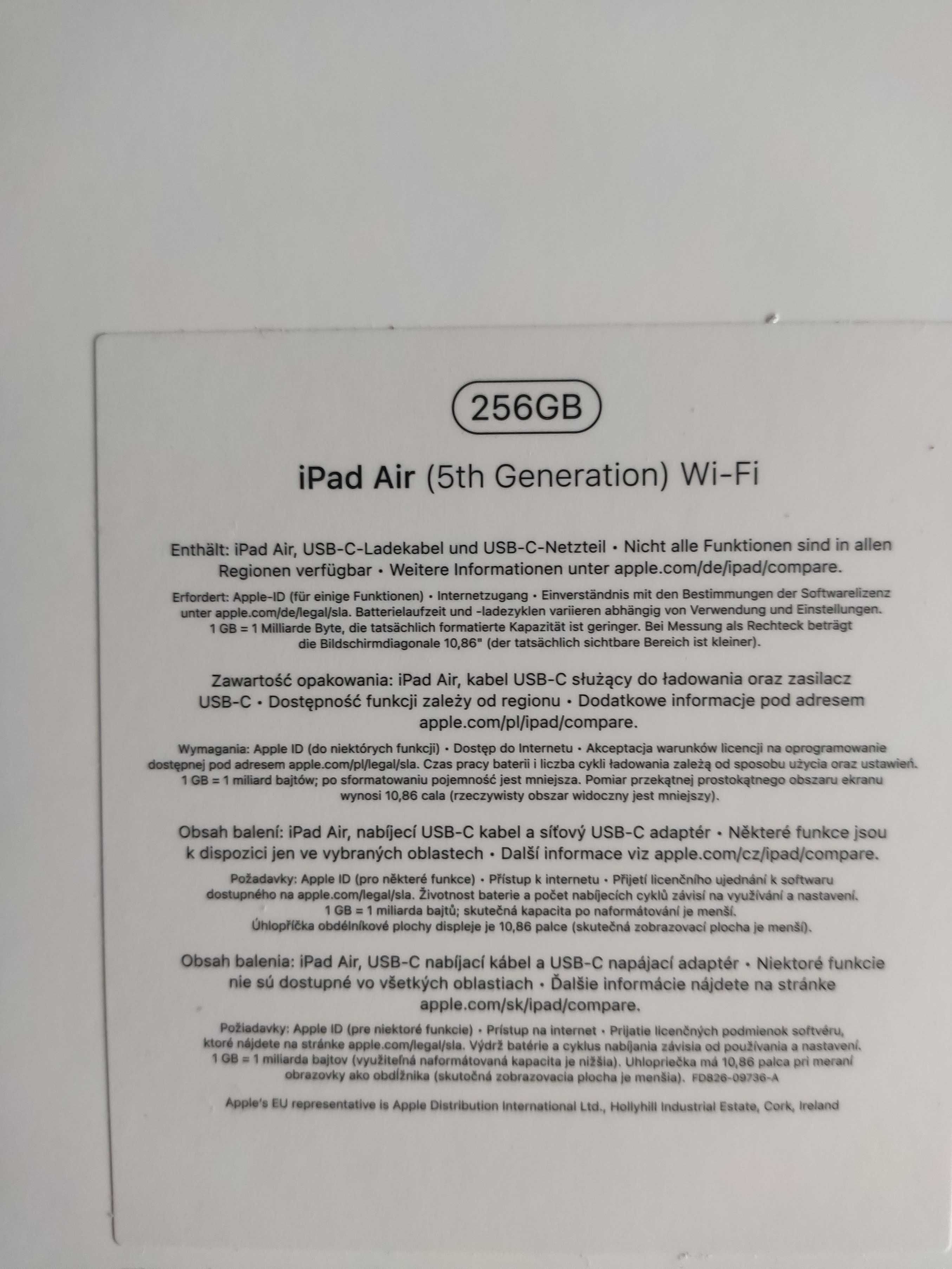 Zestaw Apple iPad Air (5th generation) Wi-Fi 256GB etui+szkło+rysik