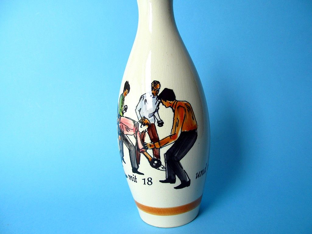 1950 stara butla wazon kręgle piękna ceramika