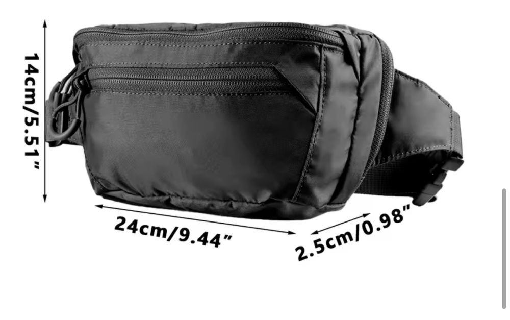 Сумка поясна, тактична, чорна