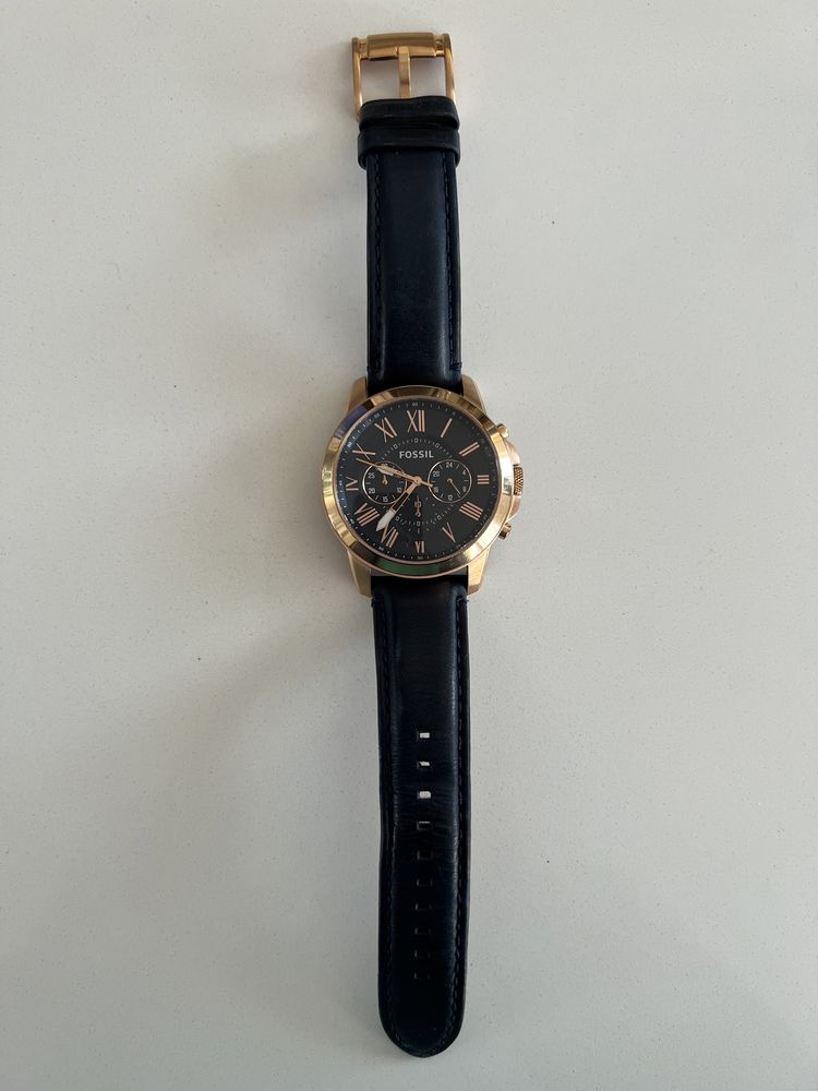 Zegarek Fossil FS4835 chronograficzny - granat, złoto