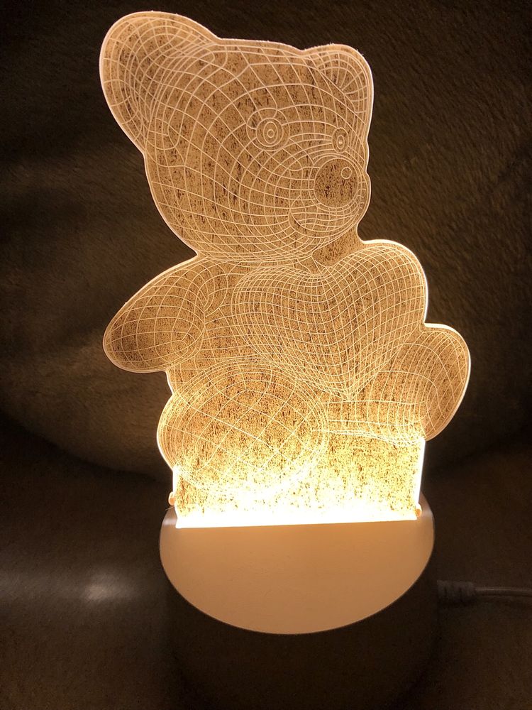 Lampka Nocna Neonowa 3D LED/Usb, Miś z Sercem