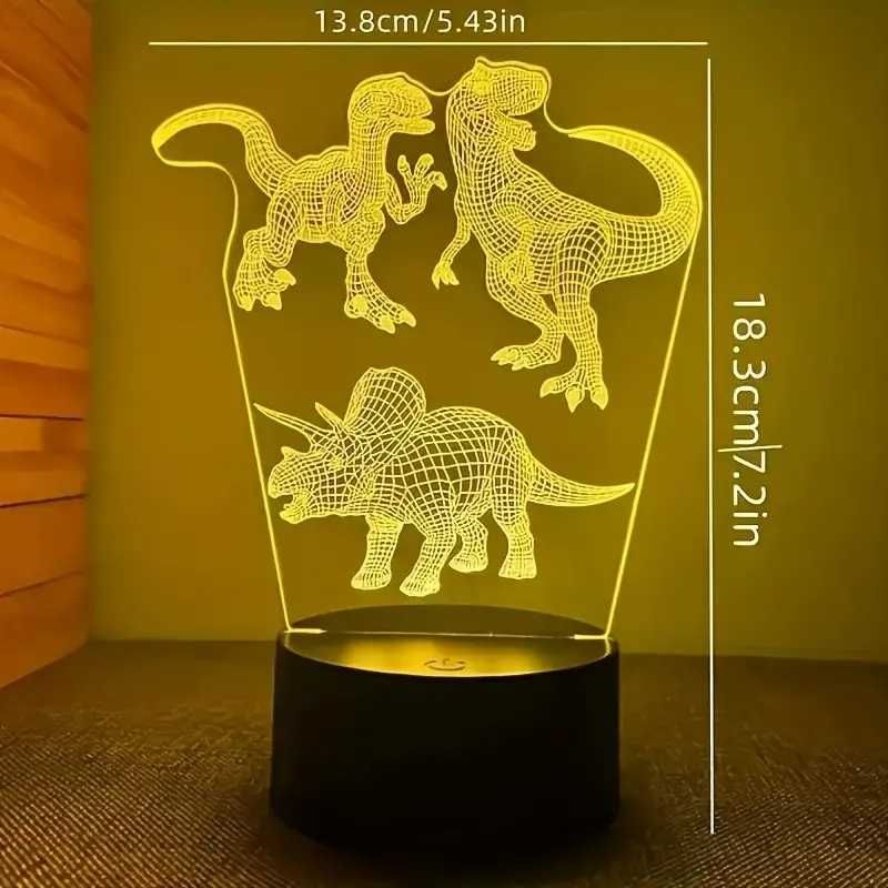 Lampka Nocna 3D Led Smart Dinozaury 7 Kolorów