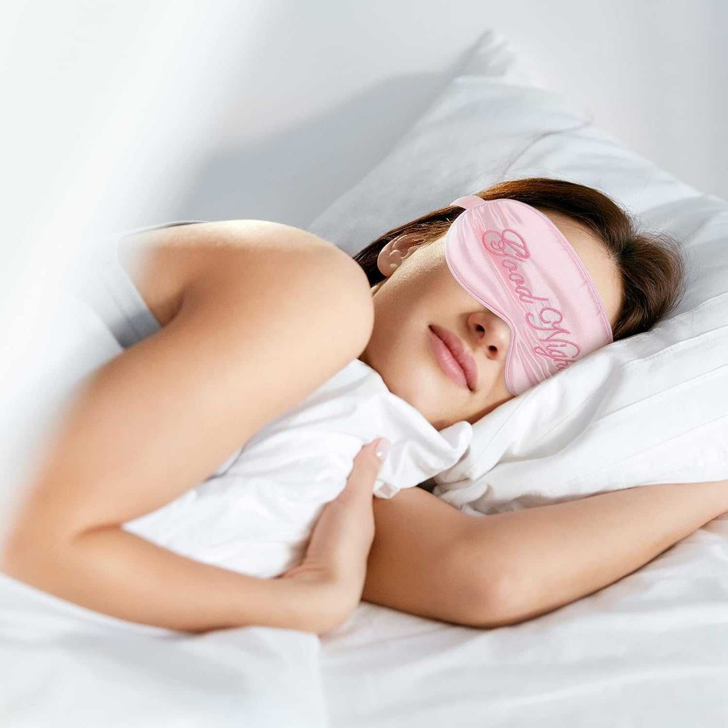 Opaska na oczy do spania i relaxu Good Night różowa