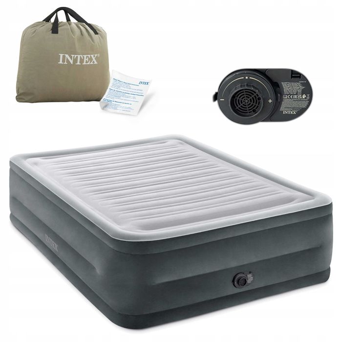 Materac Intex 64418ND dwuosobowy samopompujący 152x201x56 cm szary