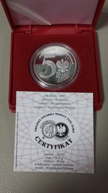 Srebrna moneta Jan Paweł II Gniezno - próba 2004r.