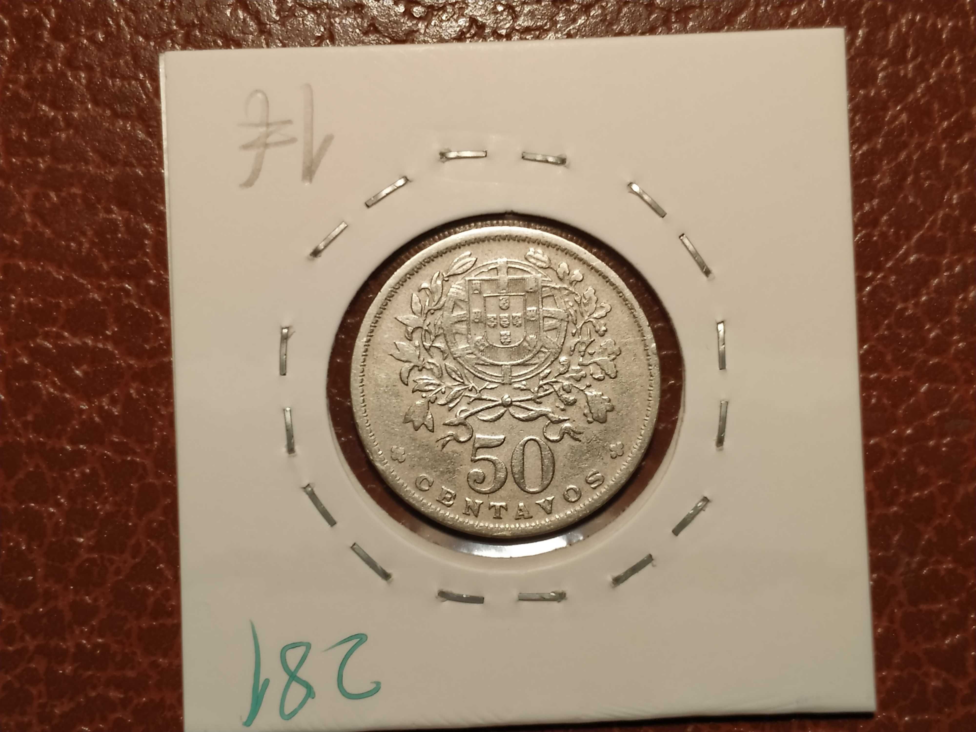281 Portugal - moeda de 50 centavos de 1953 em alpaca