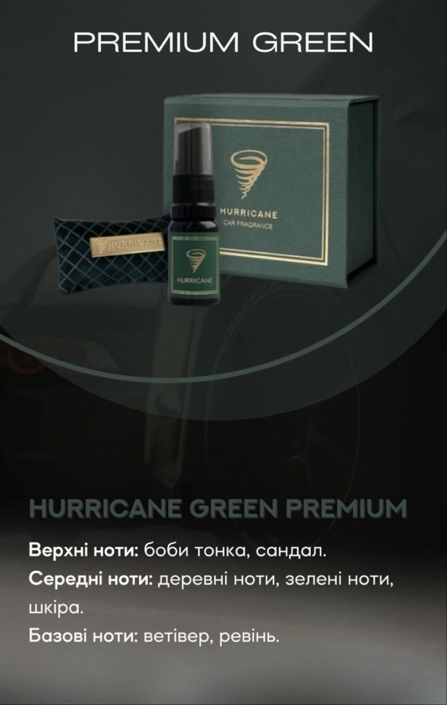 Преміум ароматизатори для авто HURRICANE Аромасаше для авто
